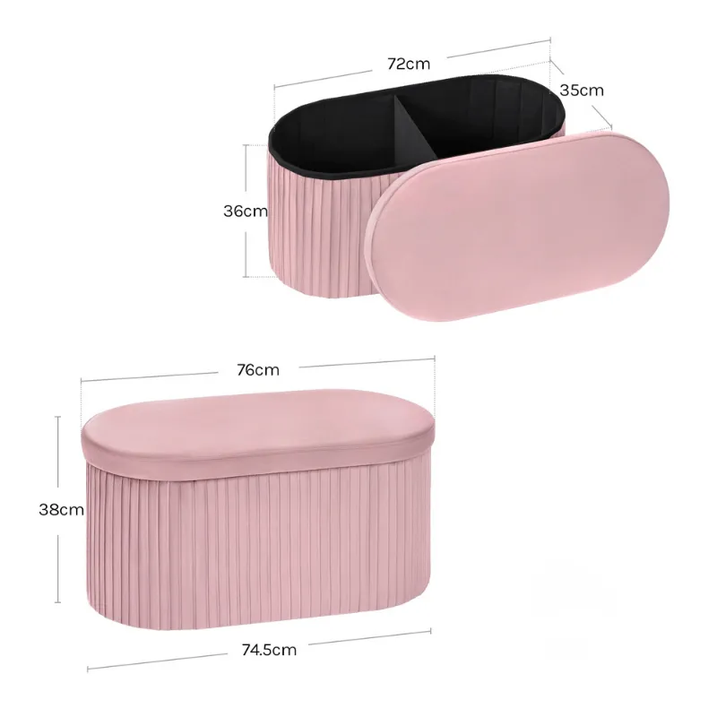 Banc Coffre Velours avec Rangement Pliable | Moderne et Décoratif