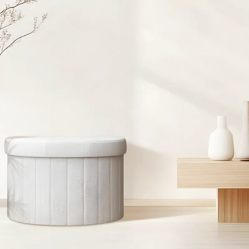 Banc Coffre de Rangement en Demi-Cercle | Design Épuré et Décoratif