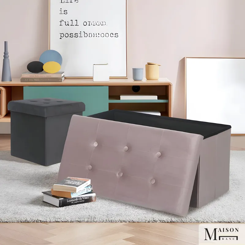 Banc Coffre Pliable avec Assise Capitonnée | Style Ottoman Design