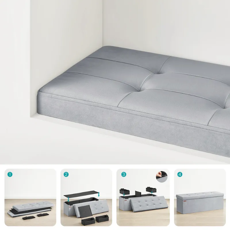 Banc Coffre Pliable en Velours avec 131L de Rangement | Design Moderne Scandinave