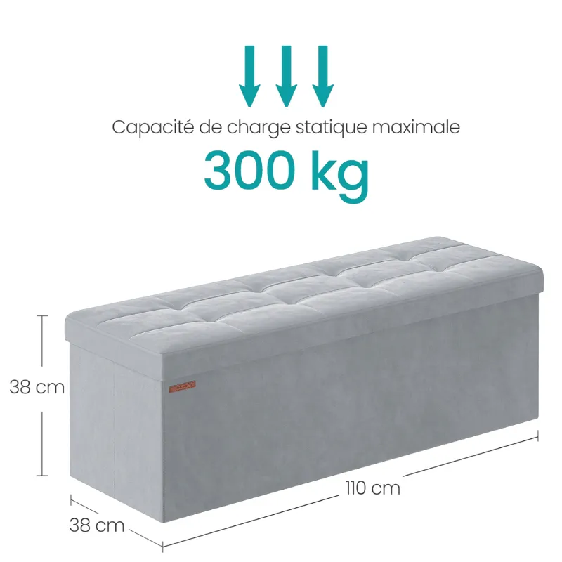 Banc Coffre Pliable en Velours avec 131L de Rangement | Design Moderne Scandinave