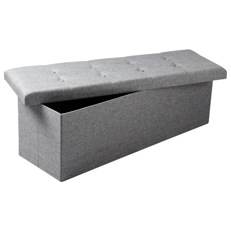 Banc Coffre de Rangement Pliable en Lin | Design Scandinave