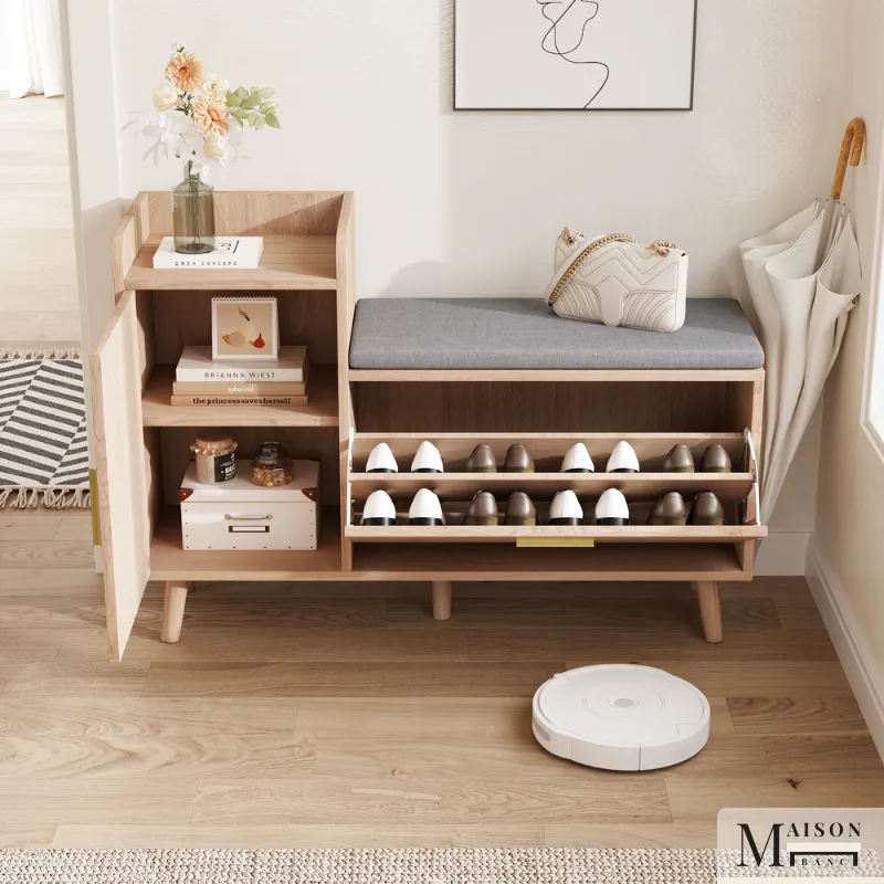 Banc à Chaussures 2 en 1 avec Assise Confort | Style Scandinave et Moderne