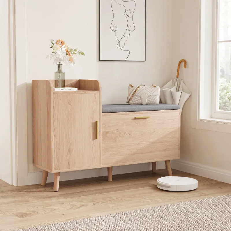 Banc à Chaussures 2 en 1 avec Assise Confort | Style Scandinave et Moderne
