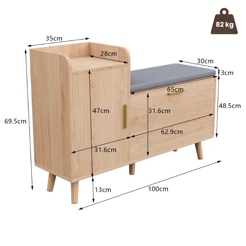 Banc à Chaussures 2 en 1 avec Assise Confort | Style Scandinave et Moderne