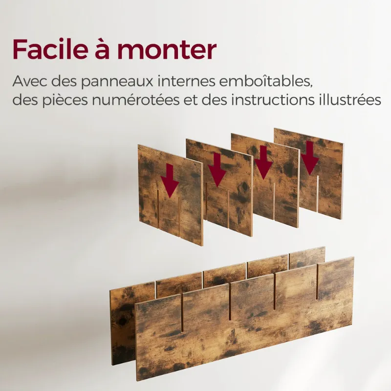 Banc à Chaussures Design Rustique Décoratif avec Coussin | Rangement 15 Compartiments