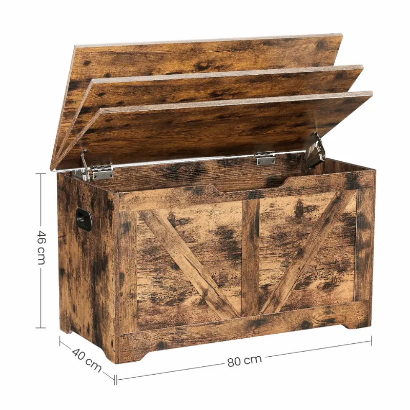 Banc Coffre de Rangement Rustique | Style Grange avec Charnières de Sécurité