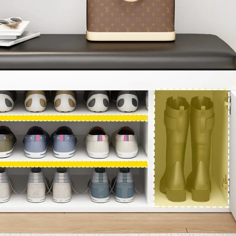 Banc à Chaussures avec Rangement | Design Élégant en Similicuir et Bois