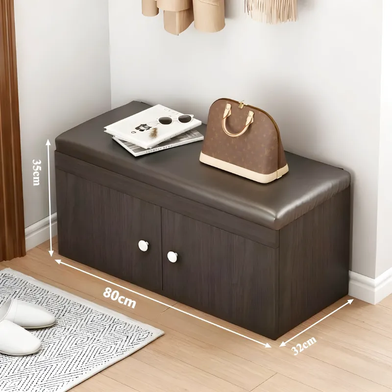 Banc à Chaussures avec Rangement | Design Élégant en Similicuir et Bois