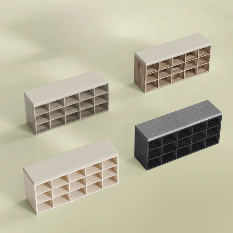 Banc à Chaussures Design Scandinave avec Assise Rembourrée | 9 Compartiments
