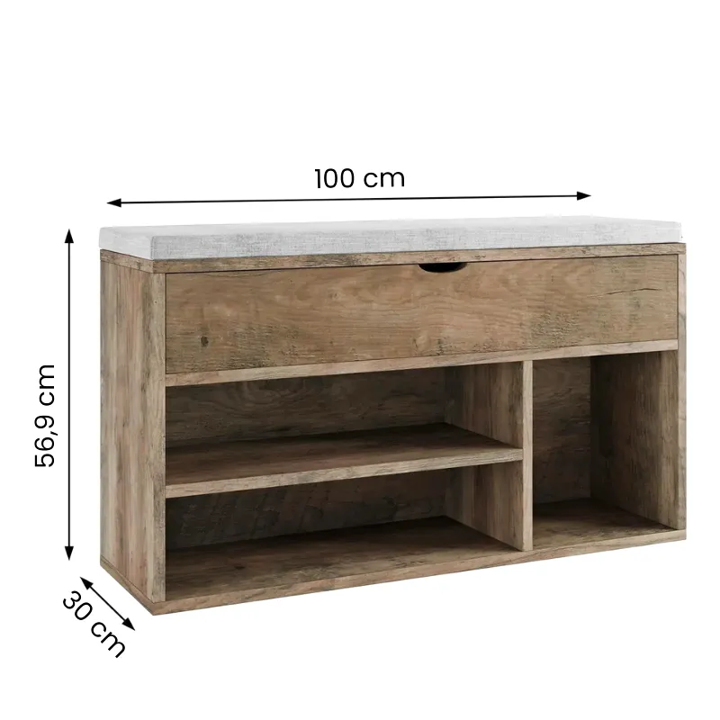 Banc à Chaussures avec Coussin | Design Compact et Rangements Astucieux