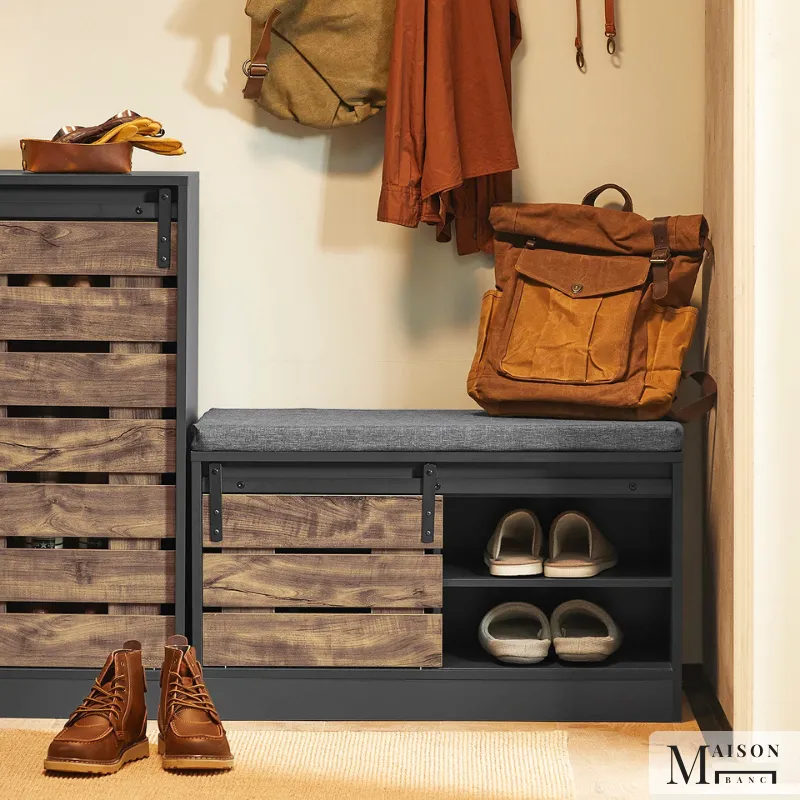 Banc à Chaussures Moderne avec Porte Coulissante | Design Scandinave