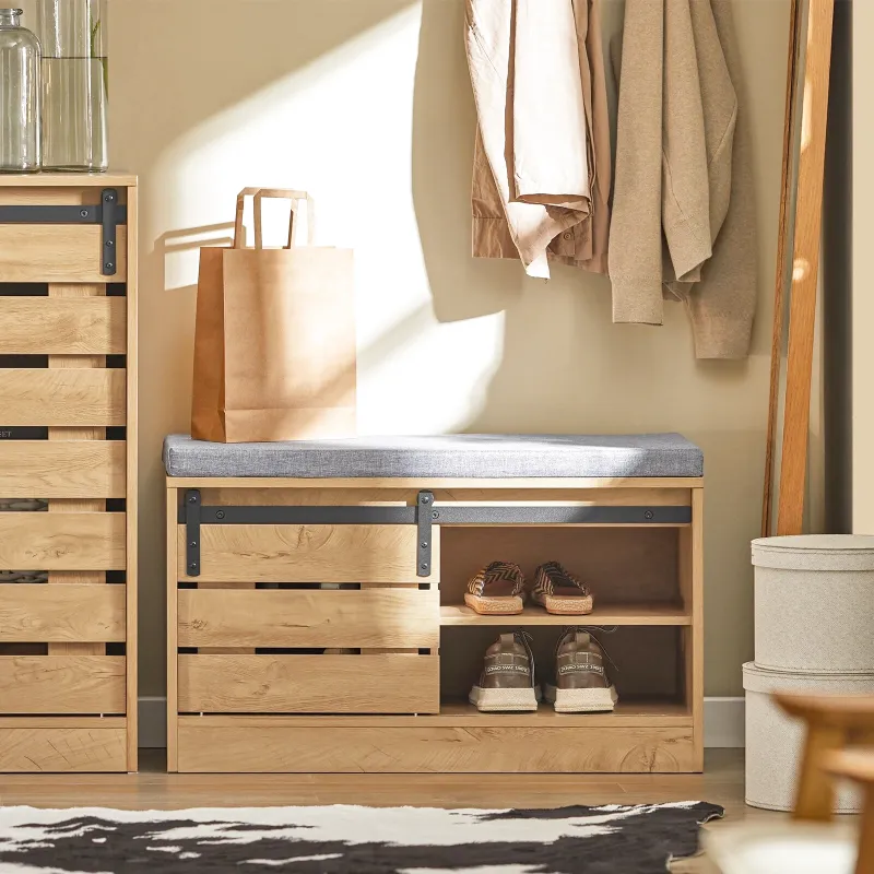 Banc à Chaussures Moderne avec Porte Coulissante | Design Scandinave