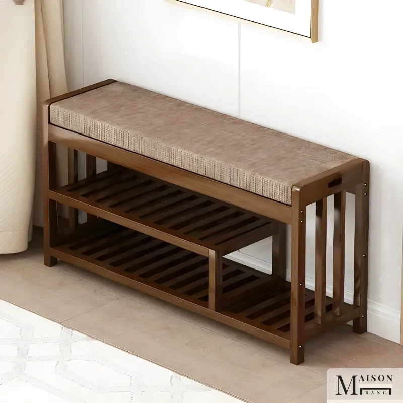 Banc à Chaussures en Bois Massif Minimaliste | Rangement Design Scandinave
