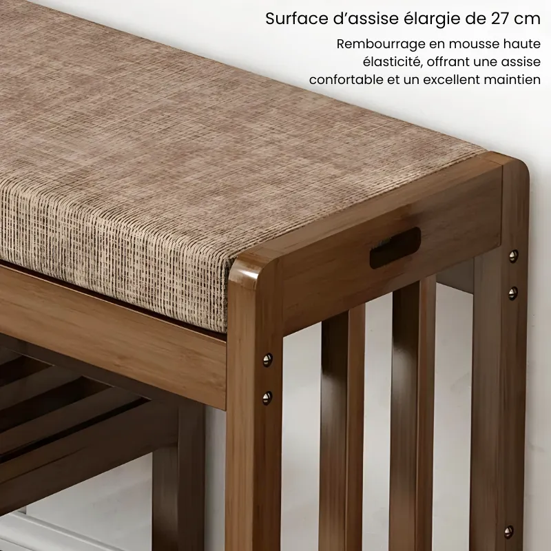 Banc à Chaussures en Bois Massif Minimaliste | Rangement Design Scandinave