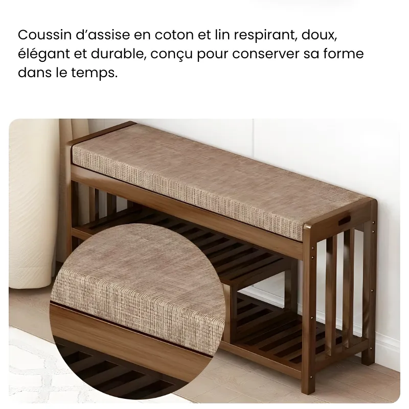 Banc à Chaussures en Bois Massif Minimaliste | Rangement Design Scandinave
