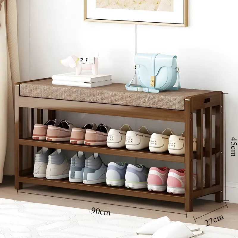 Banc à Chaussures en Bois Massif Minimaliste | Rangement Design Scandinave