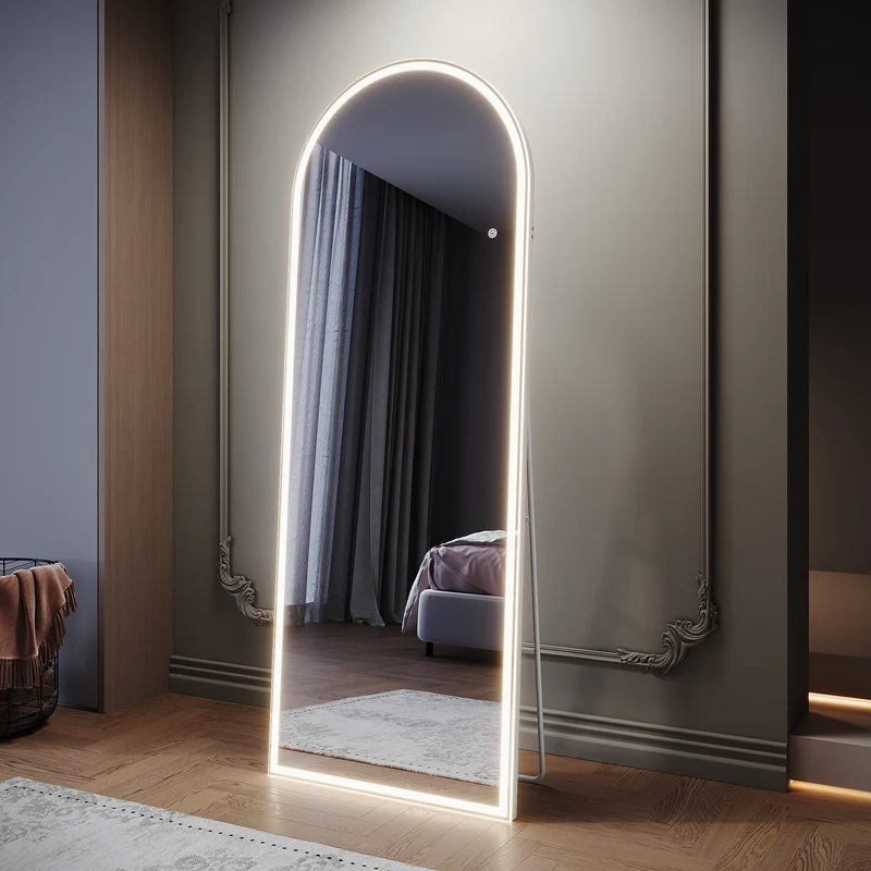 SIRHONA Miroir LED sur pied avec éclairage tricolore réglable 1600x600x35mm