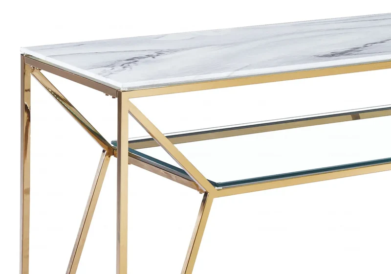 Console dorée marbre blanc - Sybel