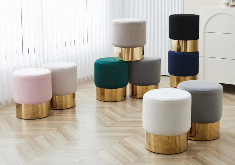 Pouf doré velours beige - Lisy