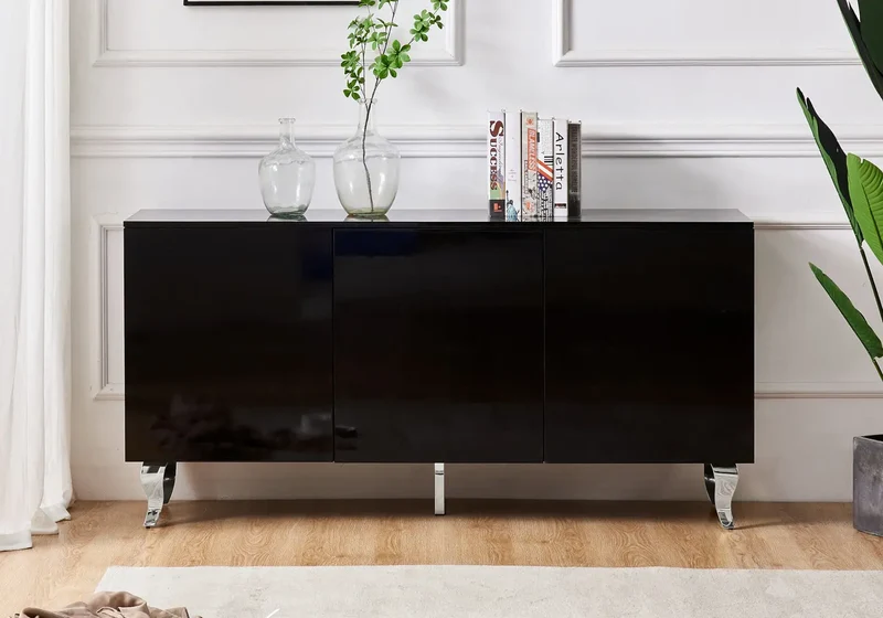 Buffet noir laqué design - Axel