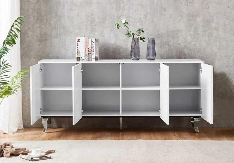 Buffet marbre blanc laqué design - Axel
