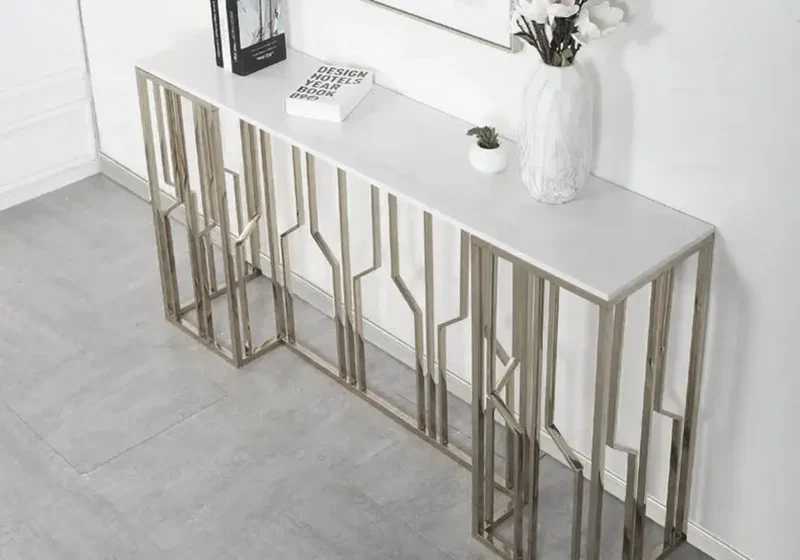 Console marbre blanc argent - Porto