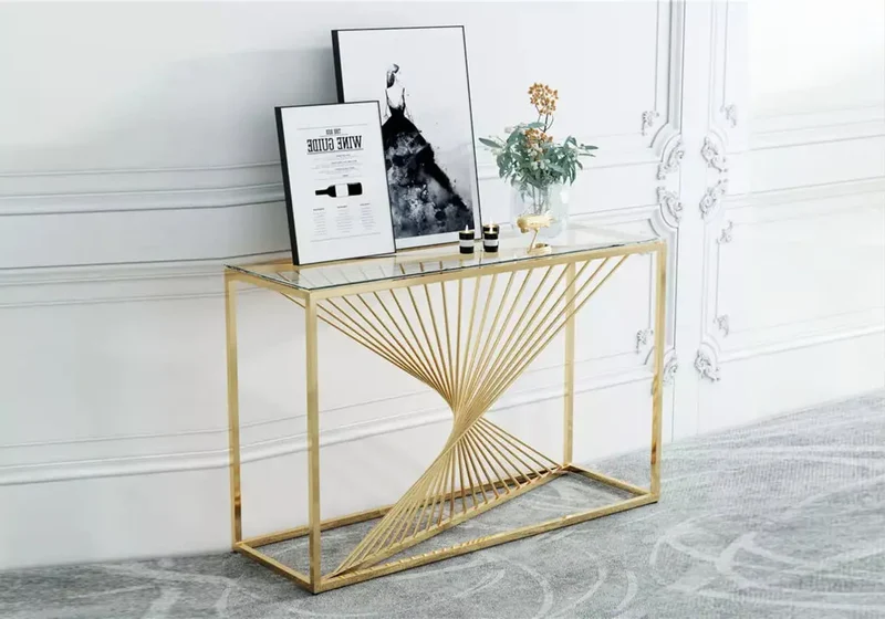 Console dorée verre trempé - Luc