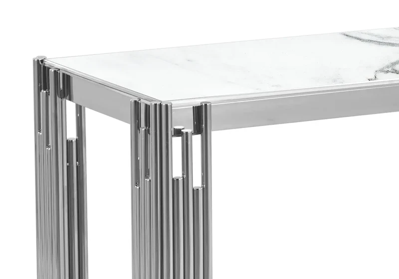 Console argentée marbre blanc - Eve