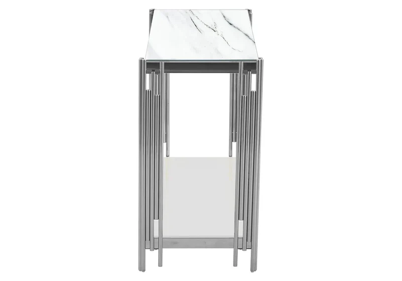 Console argentée marbre blanc - Eve