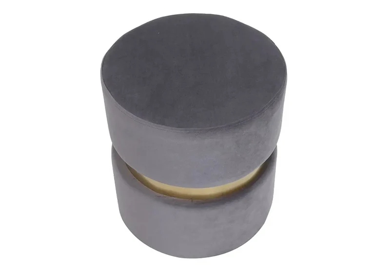 Pouf design doré velours gris - Isy