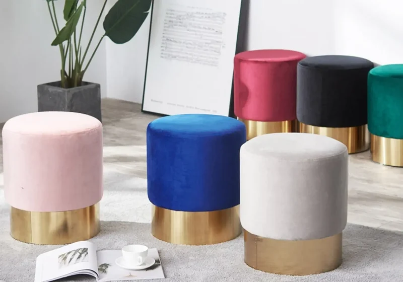 Pouf design doré velours noir - Lisy