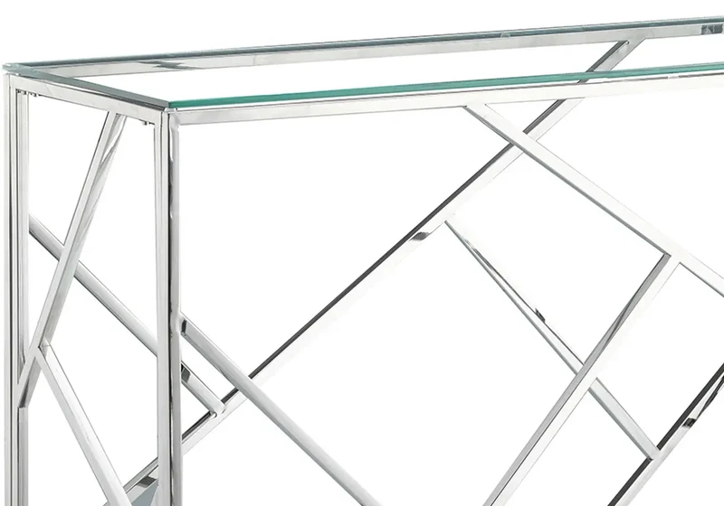 Console design chromé verre trempé - Ilea