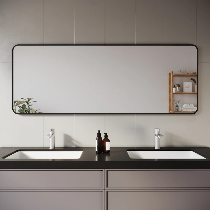 SIRHONA Miroir de maquillage moderne installation murale ou verticale 1600 x 600 x 28mm
