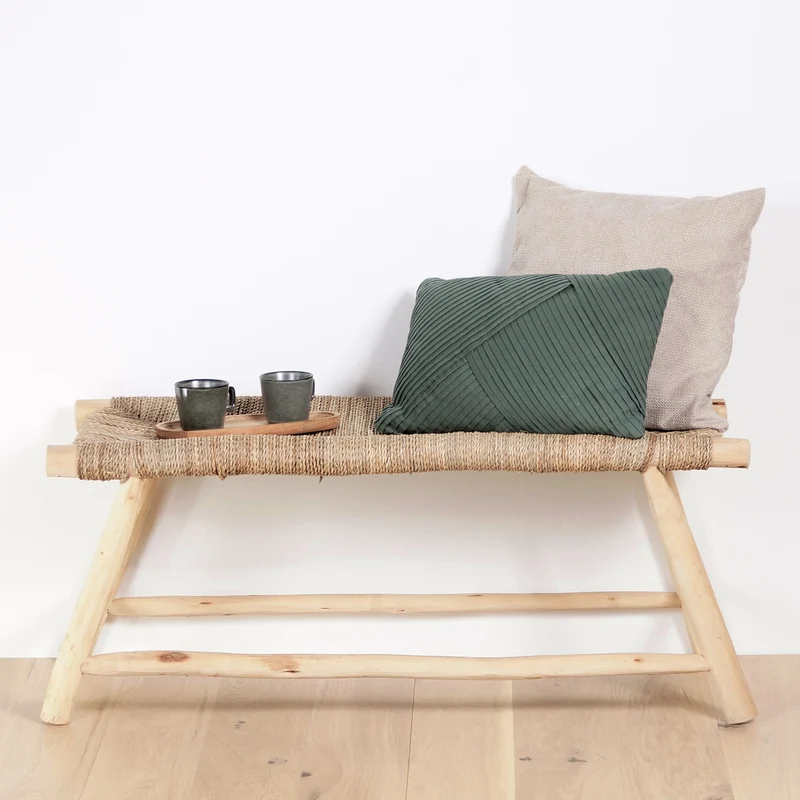 Banc ethnique en bois et corde 80cm