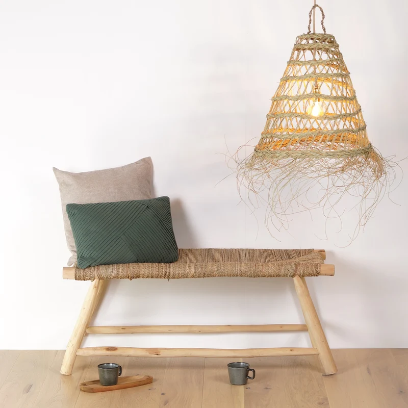 Banc ethnique en bois et corde 80cm