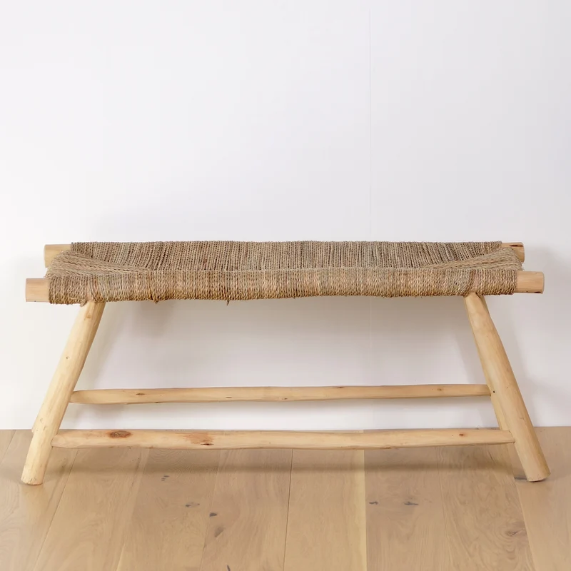 Banc ethnique en bois et corde 80cm