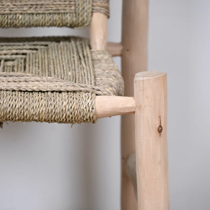 Fauteuil en bois incliné - Assise corde