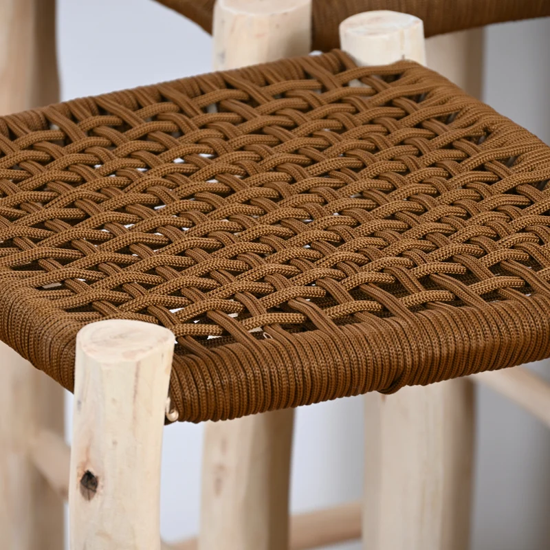 Tabouret de bar en bois et nylon camel - 60cm