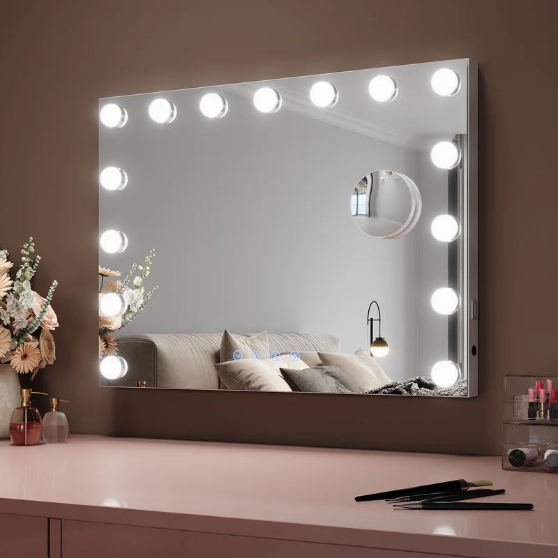 SIRHONA Miroir Mural Miroir Maquillage 58x43cm LED Mirror Hollywood 3 couleurs