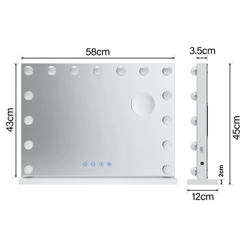 SIRHONA Miroir Mural Miroir Maquillage 58x43cm LED Mirror Hollywood 3 couleurs