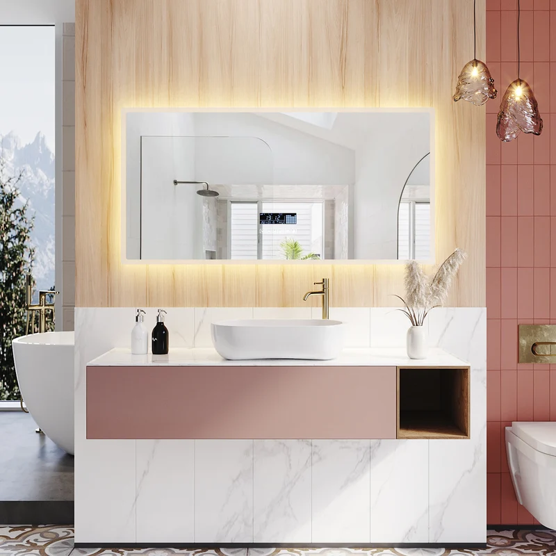 SIRHONA Miroir de Salle de Bain LED Anti-buée Miroir avec éclairage LED Miroir Cosmétiques Mural avec 3 températures de Couleur