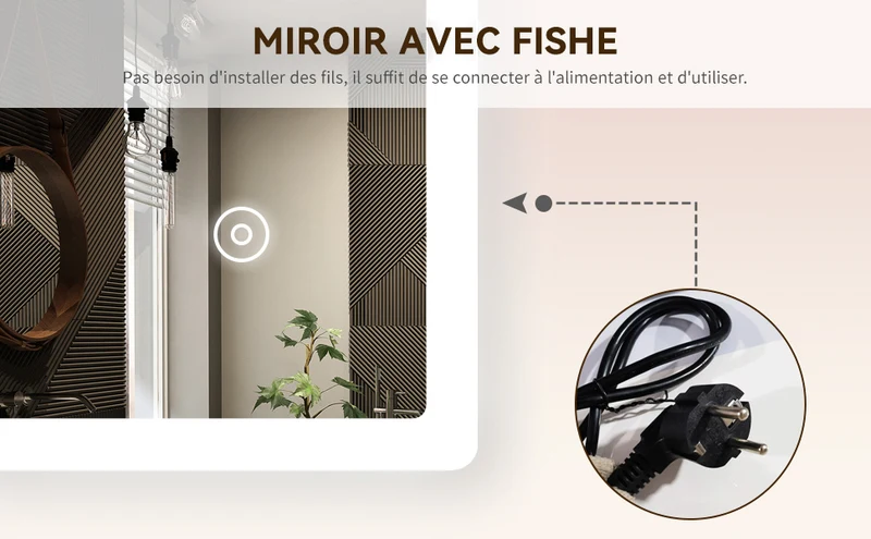 SIRHONA Miroir de Salle de Bain LED Anti-buée Miroir avec éclairage LED Miroir Cosmétiques Mural avec 3 températures de Couleur