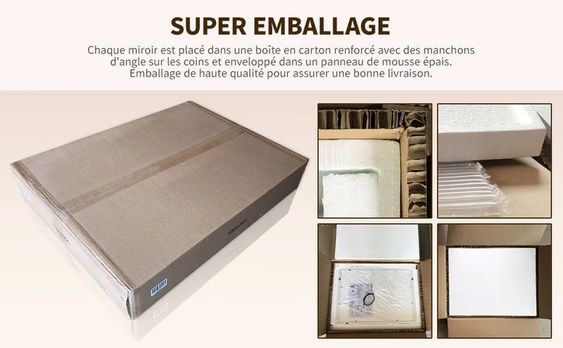 SIRHONA Miroir de Salle de Bain LED Anti-buée Miroir avec éclairage LED Miroir Cosmétiques Mural avec 3 températures de Couleur