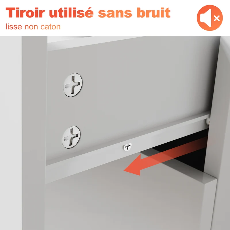 SIRHONA Commode Verticale LED 4 Tiroirs Blanche Brillante W 60 x D 40 x H 83 cm