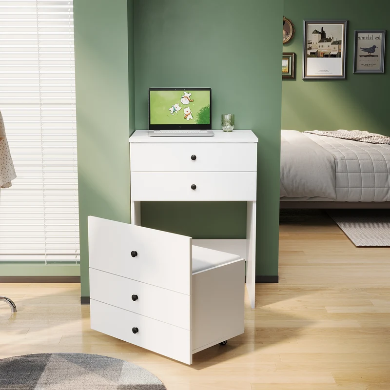 SIRHONA Coiffeuse multifonctionnelle avec chaise dissimulée et rangement divisé 59.2×42.6×127cm
