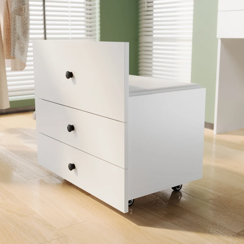 SIRHONA Coiffeuse multifonctionnelle avec chaise dissimulée et rangement divisé 59.2×42.6×127cm