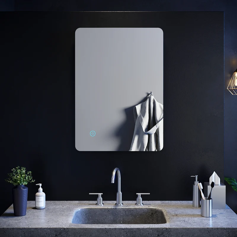 SIRHONA Miroir led Miroir de salle de bains avec éclairage LED Miroir Cosmétiques Mural Lumière Illumination avec Commande par Effleurement 70x50 CM