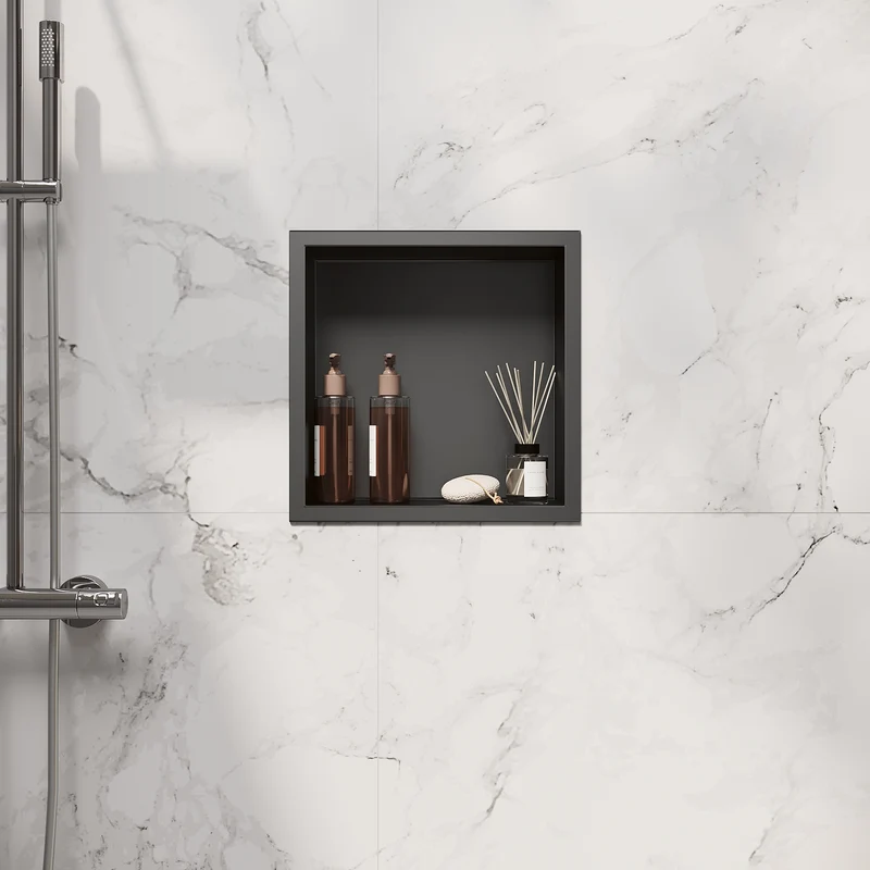 Niche murale de douche en acier inoxydable, niche de douche encastrée, étagère individuelle de stockage pour salle de bain, étanche, pas de carrelage nécessaire, 30 x 30 x 10 cm