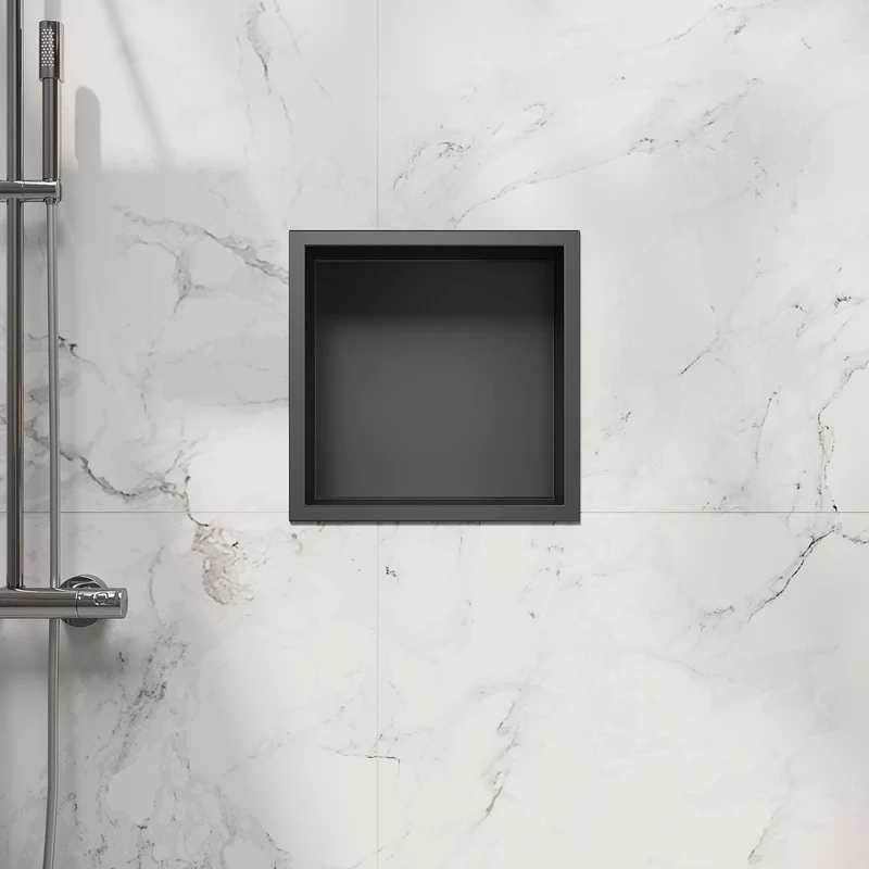 Niche murale de douche en acier inoxydable, niche de douche encastrée, étagère individuelle de stockage pour salle de bain, étanche, pas de carrelage nécessaire, 30 x 30 x 10 cm